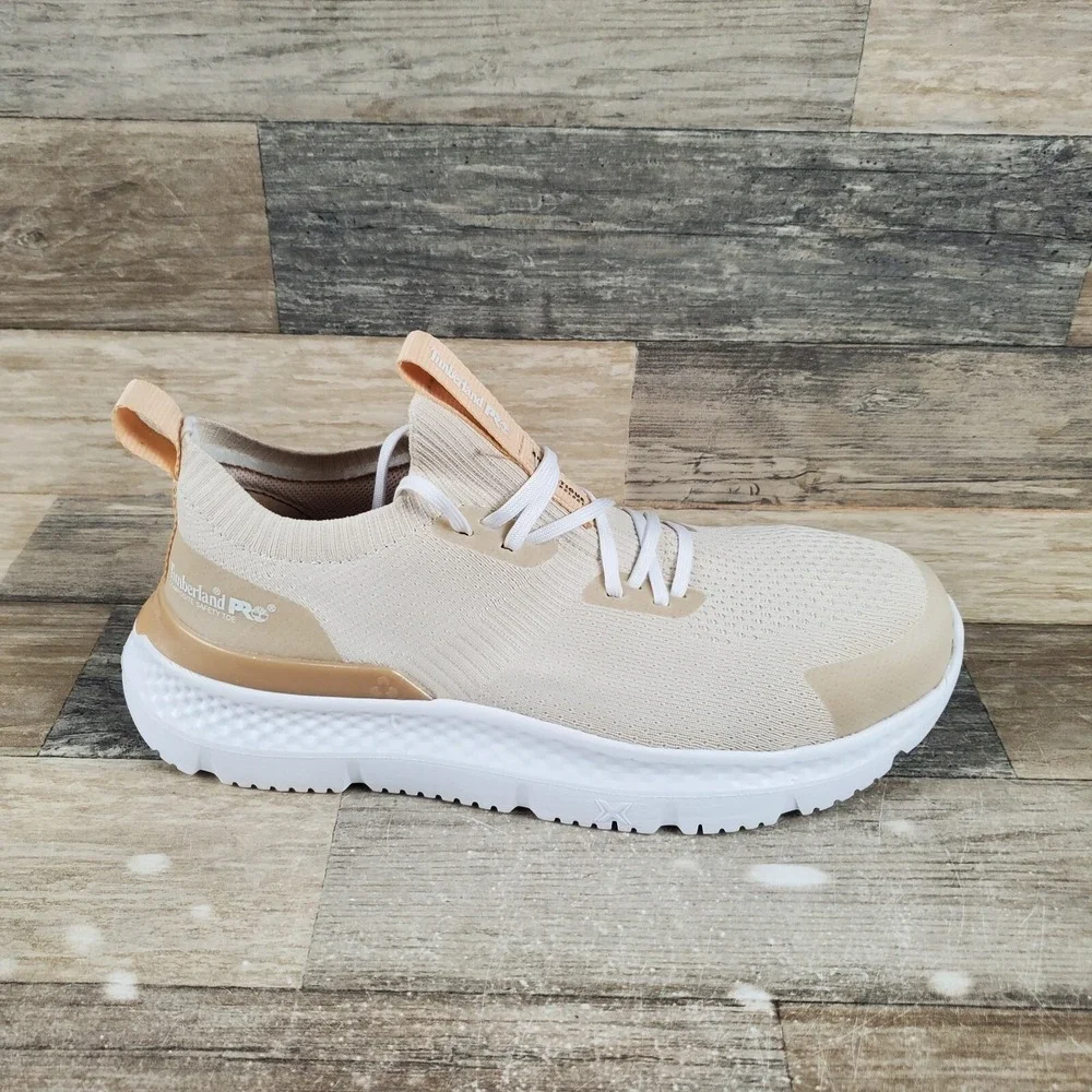 Timberland PRO Setra Knit‎ Womens Work Shoes Sz 7 M Beige Composite Toe Sneakers